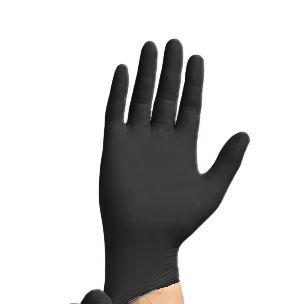 JJ Disposable Black Nitrile Gloves Medium 1x100