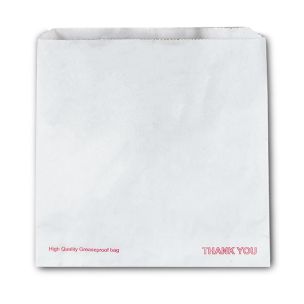 White Printed "Thank You" Grease Resistant Bags (10"x10") 1x1000
