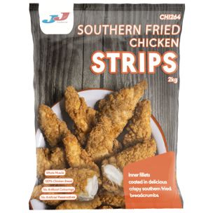 JJ Halal Whole Muscle Crispy Southern Fried Chicken Strips-1x2kg
