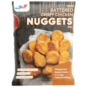 JJ Halal Battered Crispy Chicken Nuggets 1x2kg