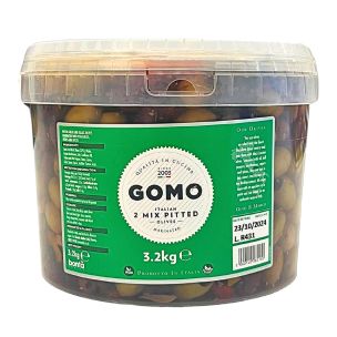 Gomo Italian Two Mixed Marinated Pitted Olives 1x3.2Kg