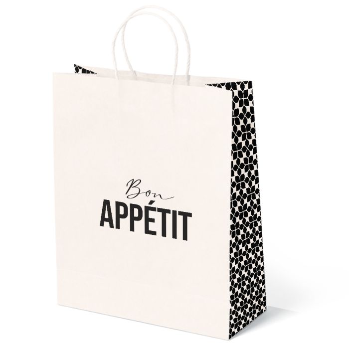JJ "Bon Appetit" Large White Paper Carrier Bags with Twisted Handle 1x100