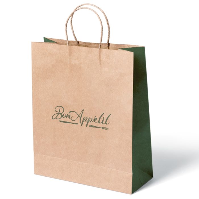 JJ "Bon Appetit" Large Brown Paper Carrier Bags with Twisted Handle 1x100