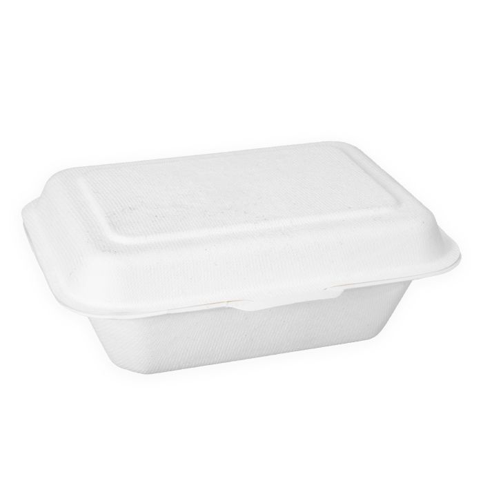 JJ 7"x5" White Bagasse Food Box (183x135x65mm) 1x250