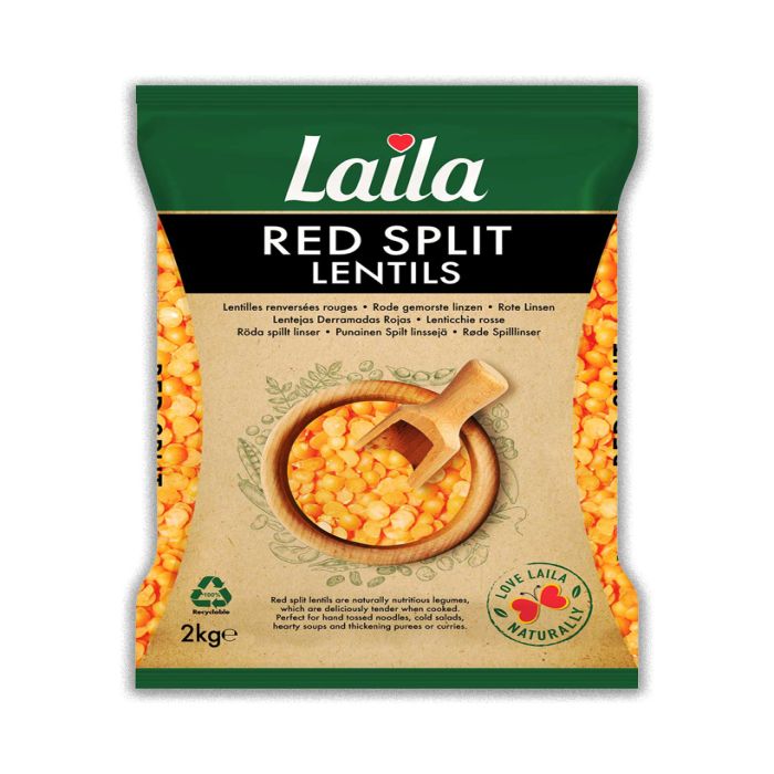 Laila Red Split Lentils (Pillow Pack) 1x2Kg