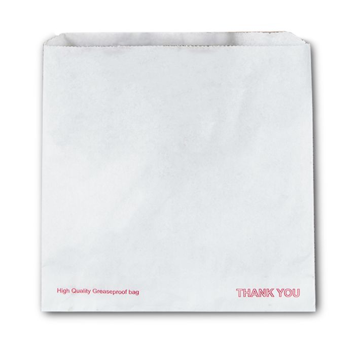 White Printed "Thank You" Grease Resistant Bags (8.5"x8.5") 1x1000